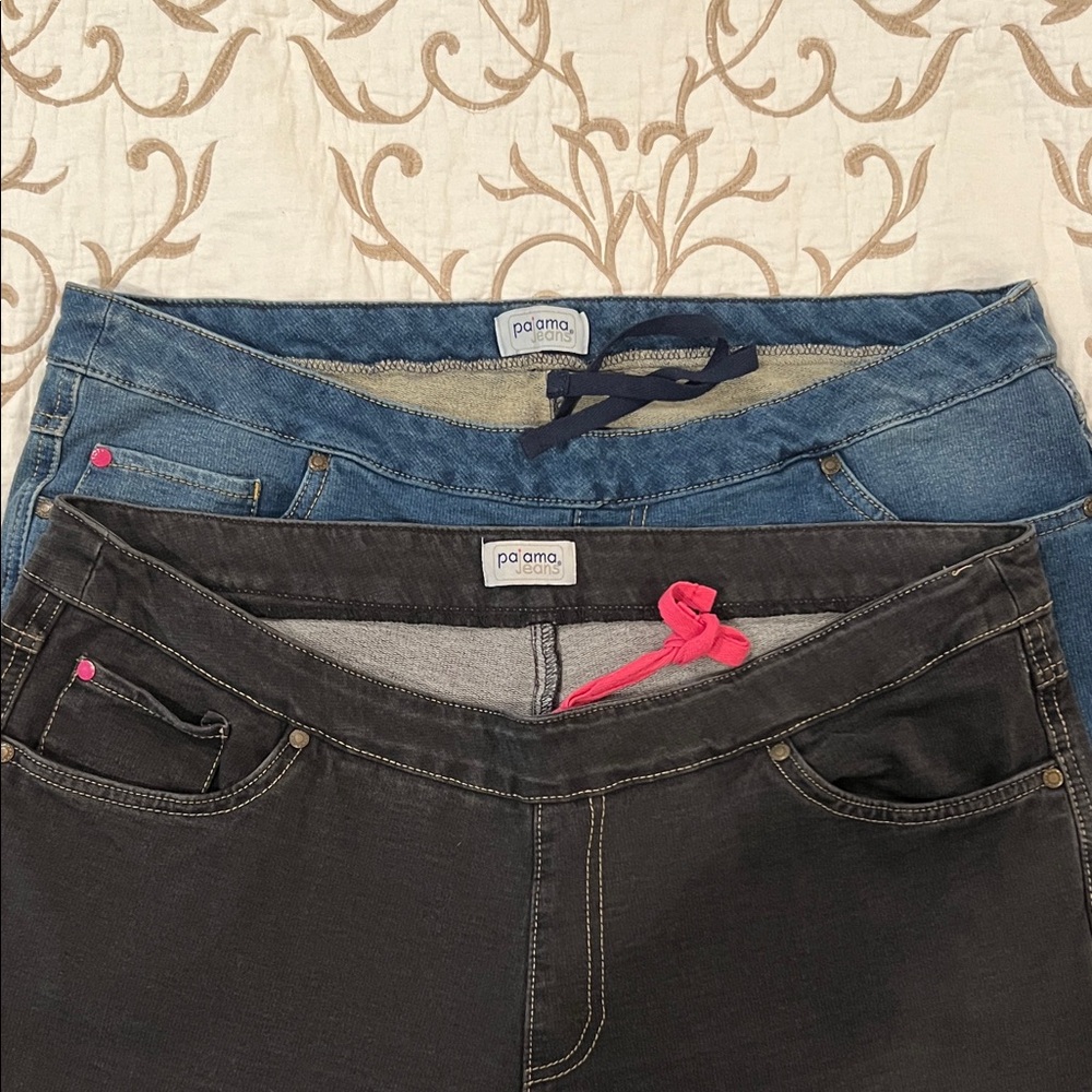 Women’s Stretch Pull-On Jeans - Black and Blue